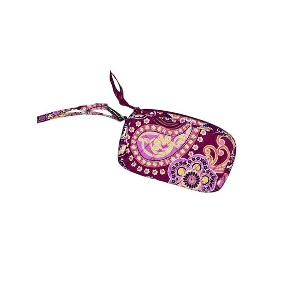 VERA BRADLEY Zip Vera Bradley maroon, cream, orange and pink Quilted Zip Wristle - Picture 3 of 5